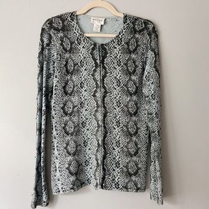 OSCAR Oscar De La Renta Blue Snake Cardigan - M